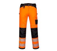 Portwest PW340 Pantalones de trabajo Hi Vis PW3 para hombre Naranja/Negro Corto, 36