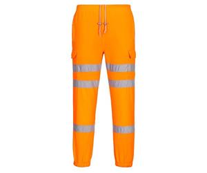 Portwest RT48 Pantalones Deportivos 2 Bolsillos Laterales con Cremallera | Naranja, 2XL, EN ISO 20471 Clase 2, Borde Elástico, Cordón de Ajuste, Alta Visibilidad, 65% Poliéster, 35% Algodón, Duradero