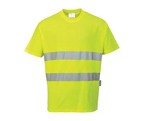Portwest S172 Camiseta Cotton Confort de Algodón Cuello Redondo Poliéster | Amarillo, XL, EN ISO 20471 Clase 2, Certificado CE, UPF 35+, Corte Estándar, Manga Corta, Unisex, Alta Visibilidad, Ligero