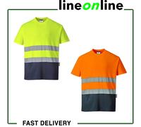 Portwest Camiseta Bicolor Cotton Comfort, Tamaño: L, Color: Amarillo/Marino, S173YNRL
