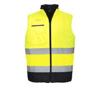 Portwest S267 Chaleco de Calor Bicolor 2 Bolsillos Laterales con Cremallera | Amarillo/Azul marino, L, EN ISO 20471 Clase 2, UPF 50+, Unisex, Corte Estándar, Acolchado para Aislamiento Térmico, Poliéster