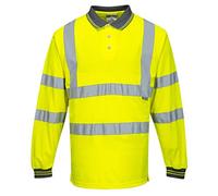 Portwest Polo De Manga Larga De Alta Visibilidad, Tamaño: 5XL, Color: Amarillo, S277YER5XL