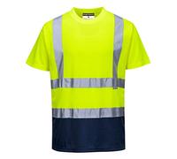 Portwest S378 Camiseta De Alta Visibilidad Para Hombres Bicolor Reflectante Ropa De Trabajo De Seguridad Amarillo/Marino, XXL