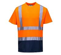 Portwest S378 Camiseta De Alta Visibilidad Para Hombres Bicolor Reflectante Ropa De Trabajo De Seguridad Naranja/Marino, XL