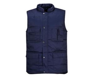 Portwest S414 Chaleco de Calor Shetland Frontal con Tapeta Antiaguaceros | Azul marino, 5XL, Corte Estándar, Cuello Mao, Manga Larga, 35% Algodón, Polialgodón 8 Bolsillos Acolchado, Botones a Presión