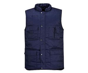 Portwest S414 Chaleco de Calor Shetland Frontal con Tapeta Antiaguaceros | Azul marino, S, Corte Estándar, Cuello Mao, Sin Mangas, 35% Algodón, Polialgodón 8 Bolsillos Acolchado, Botones a Presión