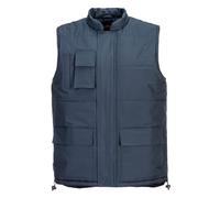 Portwest S415 Chaleco 6 Bolsillos Sin Mangas Dobladillo Ajustable Acolchado | Azul marino, 3XL, Cuello Mao, Corte Estándar, 100% Poliéster, Botones a Presión, Borde Inferior con Cordón, Tejido Exterior