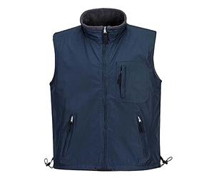 Portwest S418 Chaleco de Calor Rs Bolsillos con Cremalleras Forro Polar | Azul marino, L, Sin Mangas, Cuello Mao, Prenda Reversible, Lavable a Máquina, 100% Poliéster, Dobladillo Ajustable
