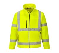 Portwest S424 Chaqueta softshell Cinta Bio-Motion Reflectante Impermeable | Amarillo, L, EN ISO 20471 Clase 3, UPF 40+, 2 Bolsillos Laterales con Cremallera, Corte Estándar, Manga Larga, Unisex, Ligero