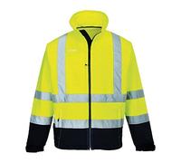 Portwest S425 Chaqueta softshell Forro Polar Resistente Al Agua Reflectante | Amarillo/Azul marino, 2XL, EN ISO 20471 Clase 3, Corte Estándar, Manga Larga, Unisex, Paneles en Contraste, Alta Visibilidad