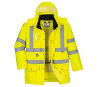 Portwest S427 Parka 7 en 1 Cuello con Forro de Polar Mangas Desmontables | Amarillo, L, EN ISO 20471 Clase 3, EN 342, 100% Poliéster, Tejido Oxford 300D, Alta Visibilidad, Cinta Reflectante, Anilla D