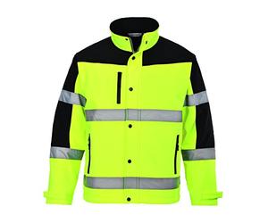 Portwest S429 Chaqueta softshell Alta Visibilidad Poliéster Ligero Duradero | Amarillo, S, EN ISO 20471 Clase 3, 2 Bolsillos Laterales con Cremallera, Cuello Mao, Manga Larga, Paneles en Contraste
