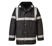 Portwest S433 Chaqueta Iona Lite Forro Polar Tejido Oxford 300D Con Capucha | Negro, XL, EN 343 Clase 3:1, EN 342, EN 17353, Cuello Redondo, Manga Larga, Unisex, Cinta Reflectante, Costuras Encintadas