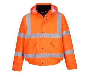 Portwest S463 Cazadora Impermeable Cintura con Laterales Elásticos Invierno | Naranja, M, EN ISO 20471 Clase 3, EN 342, EN 343, Corte Ajustado, Manga Larga, Unisex, Cinta en Patrón Bio Motion, Poliéster