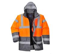 Portwest Parka Bicolor Traffic, De Alta Visibilidad, Tamaño: XXL, Color: Naranja/Gris, S467OGYXXL