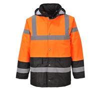 Portwest Parka Bicolor Traffic, De Alta Visibilidad, Tamaño: L, Color: Naranja/Negro, S467OBRL