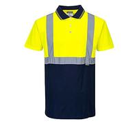 Portwest S479 Polo Bicolor Paneles en Contraste Lavable a Máquina Poliéster | Amarillo/Azul marino, XS, EN ISO 20471 Clase 1, Certificado CE, UPF 50+, Corte Estándar, Aberturas Laterales de Ventilación
