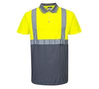 Portwest S479 Polo Bicolor Paneles en Contraste Lavable a Máquina Poliéster | Amarillo/Gris, M, EN ISO 20471 Clase 1, Certificado CE, UPF 50+, Corte Estándar, Mujer, Aberturas Laterales de Ventilación