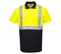Portwest S479 Polo Bicolor Paneles en Contraste Lavable a Máquina Poliéster | Amarillo/Negro, M, EN ISO 20471 Clase 1, Certificado CE, UPF 50+, Manga Corta, Aberturas Laterales de Ventilación, Duradero