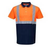 Portwest S479 Polo Bicolor Paneles en Contraste Lavable a Máquina Poliéster | Naranja/Azul marino, 2XL, EN ISO 20471 Clase 1, Certificado CE, UPF 50+, Corte Estándar, Unisex, Reflectante, Tejido Exterior