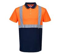 Portwest S479 Polo Bicolor Paneles en Contraste Lavable a Máquina Poliéster | Naranja/Azul marino, XL, EN ISO 20471 Clase 1, Certificado CE, UPF 40+, Corte Estándar, Manga Corta, Unisex, Reflectante