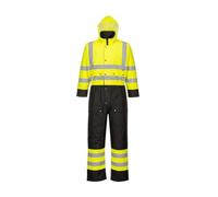 Portwest S485 Mono Contrast Paneles en Contraste Doble Tapeta Antiaguaceros | Amarillo/Negro, M, EN 342, EN ISO 20471 Clase 3, Manga Larga, Unisex, 300D, Acolchado para Aislamiento Térmico, Poliéster