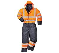 Portwest S485 Mono Contrast Paneles en Contraste Doble Tapeta Antiaguaceros | Naranja/Azul marino, 4XL, EN ISO 20471 Clase 3, EN 342, Corte Estándar, Acolchado para Aislamiento Térmico, Cintura Elástica