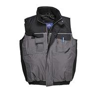 Portwest S560 Chaleco de alta visibilidad Forro Polar Poliéster Impermeable | Negro/Gris, L, 9 Bolsillos Incluyendo Bolsillo, Sin Mangas, Unisex, Costuras Selladas, Reflectante, Multibolsillos, Acolchado