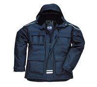 Portwest S563N RS Parka Forro Polar Bolsillo en la Manga Poliéster Duradero | Azul marino, M, EN 343 Clase 3:1, Corte Estándar, Capucha Desmontable, Impermeable, Multibolsillos, Con Cremallera