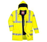 Portwest S778 Parka Impermeable Frontal con Tapeta Antiaguaceros Ignífugo | Amarillo, 6XL, EN ISO 20471 Clase 3, EN 1149-5, UPF 40+, Manga Larga, Cinta Reflectante, Capucha Desmontable, 98% Poliéster