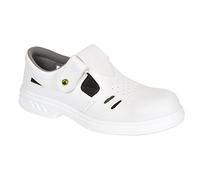 Portwest Sandalia Esd Steelite Ebro S1 Clase 3, Tamaño: 39, Color: Blanco, FW48WHR39