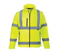 Portwest SmartGuard Ssjhv Softshell Chaqueta Forro Polar Lavable a Máquina | Amarillo, XS, EN ISO 20471, UPF 40+, Mangas Desmontables, Corte Estándar, 94% Poliéster, Cierre de Velcro, Impermeable