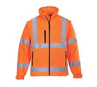 Portwest SmartGuard Ssjhv Softshell Chaqueta Forro Polar Lavable a Máquina | Naranja, XL, EN ISO 20471, UPF 40+, Mangas Desmontables, Cuello Mao, Unisex, Cierre de Velcro, Impermeable, Reflectante