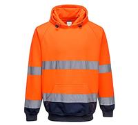 Portwest Sudadera Bicolor Con Capucha, Tamaño: L, Color: Naranja/Marino, B316ONRL