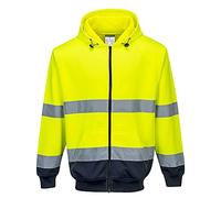 Portwest Sudadera Bicolor Con Capucha Y Cremallera Frontal, Tamaño: XL, Color: Amarillo/Marino, B317YNRXL