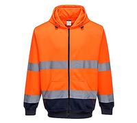 Portwest Sudadera Bicolor Con Capucha Y Cremallera Frontal, Tamaño: XL, Color: Naranja/Marino, B317ONRXL