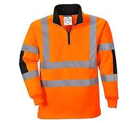 Portwest Sudadera De Alta Visibilidad Xenon Rugby, Tamaño: M, Color: Naranja, B308ORRM