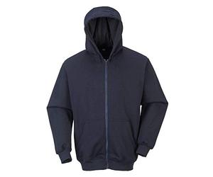 Portwest Sudadera Ignífuga Con Capucha Y Cremallera Frontal, Tamaño: M, Color: Marino, FR81NARM
