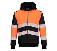 Portwest Sweat à capuche d'hiver zippé PW3 Class 1 Orange Noir L - Vêtements de travail