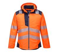 Portwest T400 Chaqueta de Costuras con Puntada Doble Borde Trasero Curvado | Naranja/Azul marino, S, EN ISO 20471 Clase 3, EN 342, Cuello Mao, Corte Estándar, Manga Larga, Tejido Oxford 300D, Poliéster
