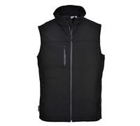 Portwest TK51 Chaleco de Calor Softshell Capas Bolsillos con Cremalleras | Negro, 2XL, Sin Mangas, Dobladillo Ajustable, Lavable a Máquina, Impermeable, 94% Poliéster, Borde Inferior con Cordón