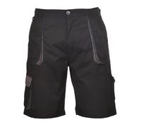Portwest TX14 Pantalones Cortos Texo Cinturilla con Mitad Elástica Duradero | Negro, XS, UPF 50+, Corte Estándar, 40% Poliéster, 60% Algodón, Transpirable, Tejido Exterior, Paneles de Contraste, Ligero
