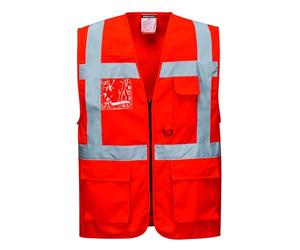 Portwest US476 Chaleco Poliéster Alta Visibilidad Reflectante Transpirable | Rojo, XL, EN ISO 20471 Clase 2, Corte Estándar, Abertura Frontal por Cremallera, Tejido Exterior, Ajuste Cómodo, Anilla D