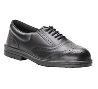 Portwest Zapato Steelite Executive Brogue S1P, Tamaño: 43, Color: Negro, FW46BKR43