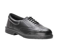 Portwest Zapato Steelite Executive Brogue S1P, Tamaño: 46, Color: Negro, FW46BKR46