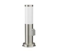 ledscom.de Luz de camino/luz de bolardo PORU para exteriores, IP44, 39 cm, acero inoxidable, 1x E27 máx. 40W, toma de corriente