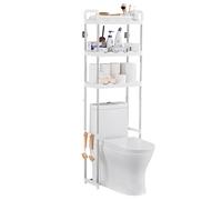 PORUGE Estantería Encima WC, Mueble Sobre Inodoro de 3 Niveles, Organizador de Baño Independiente de Metal, Ahorra Espacio, Fácil de Montar para Baño, Lavandería, Blanco