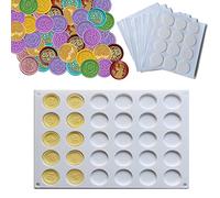 PORXFLY Molde de silicona de 30 cavidades para sello de cera y 96 puntos adhesivos transparentes de doble cara para sellar cera, manualidades, cartas, invitaciones de boda