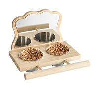Posadero con Espejo para Jaula de Aves,Accesorio de Jaula para Aves y Juguete de Entretenimiento Interactivo - Percha para Cotorras con Espejo y Tazones de Alimentación | para como