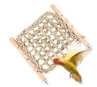 Posadero para Jaula de Pájaros | Stand de Juego de Madera para Periquitos | Soportes Ejercicio con Escalera y Puente Hierba Marina destinados a Aves | para Cotorra, Ninfa, Agapornis, Canario, Pinzón